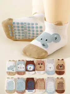 6 Pairs Cartoon Animal Non-Slip Baby Walker Socks, Adorable Animal Patterns, All-Season Comfort for Daily Wear, Indoor & Outdoor Use, Perfect for Toddlers