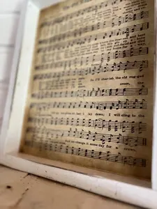 The Old Rugged Cross Hymn / Framed Church Hymns / Music Sheet/ Church Hymns / Religious Gifts / Sympathy Gift / Encouragement Gifts Decor Wood Ornaments Distressed White