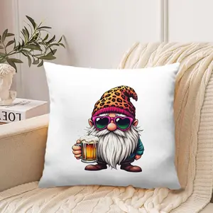 LuoYiJia Throw Pillow Covers with Cartoon-style party goblin Gnome character Decorative Cushion Covers, Perfect to Rustic Decoration Gift Farmhouse Sofa Couch Bed Decor Living Room Sofa Farmhouse Decor