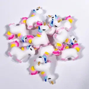 10 pieces of 3D silicone unicorn beads, suitable for DIY jewelry making - focal beads for necklaces, bracelets, keychains - a set of handmade gift items including jewelry spacer beads and bead combinations