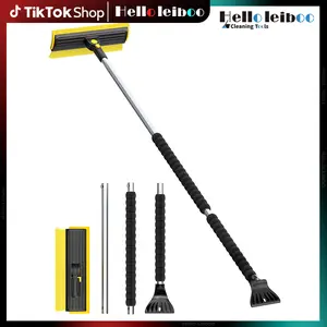 LEIBOO 51.9" Car Cleaning Snow Brush & Ice Scrapers Set, 180° Degree Rotatable & Extendable Car Snow Removal Tool Set, Universal Car Cleaning Winter Snow Removal Tool for Car, Truck & SUV and Home Cleaning - Christmas Gift!
