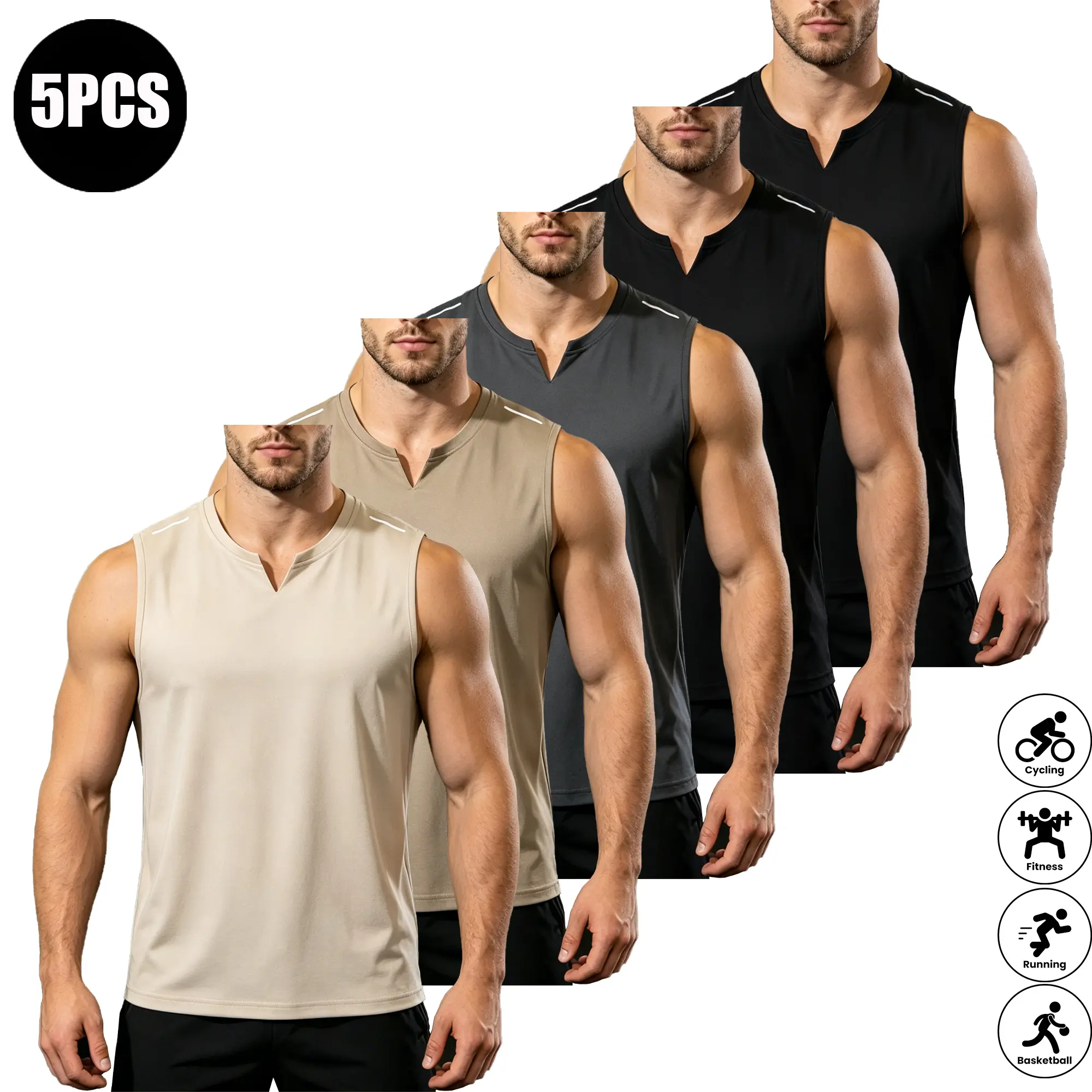 Black + Black + Dark Gray + Khaki + Apricot
