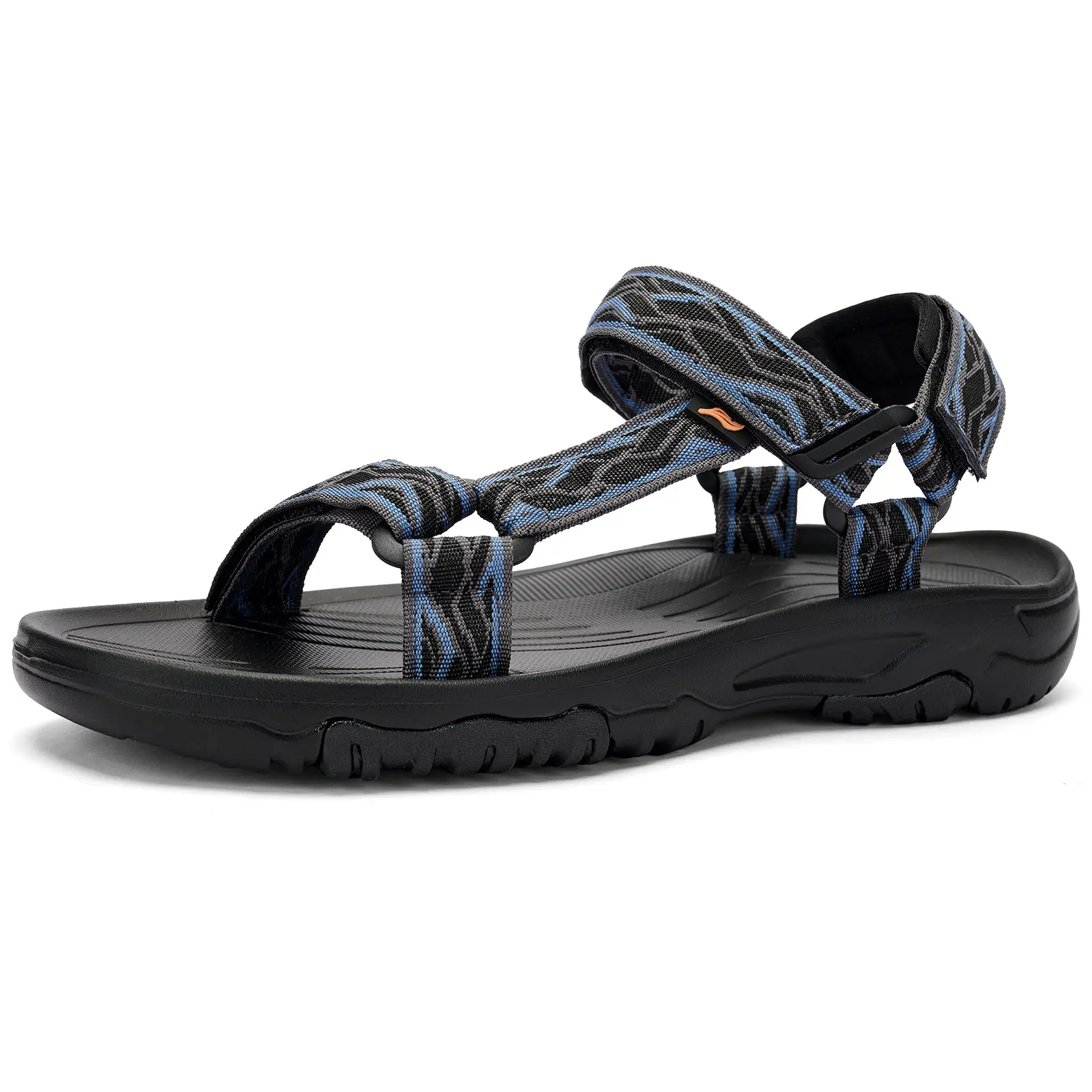Men's Athletic Flat Slides - Synthetic Velcro Outdoor Walking Sandals with Non-Slip Lightweight Design, Less Than Ankle Fit for Summer Beach Activities