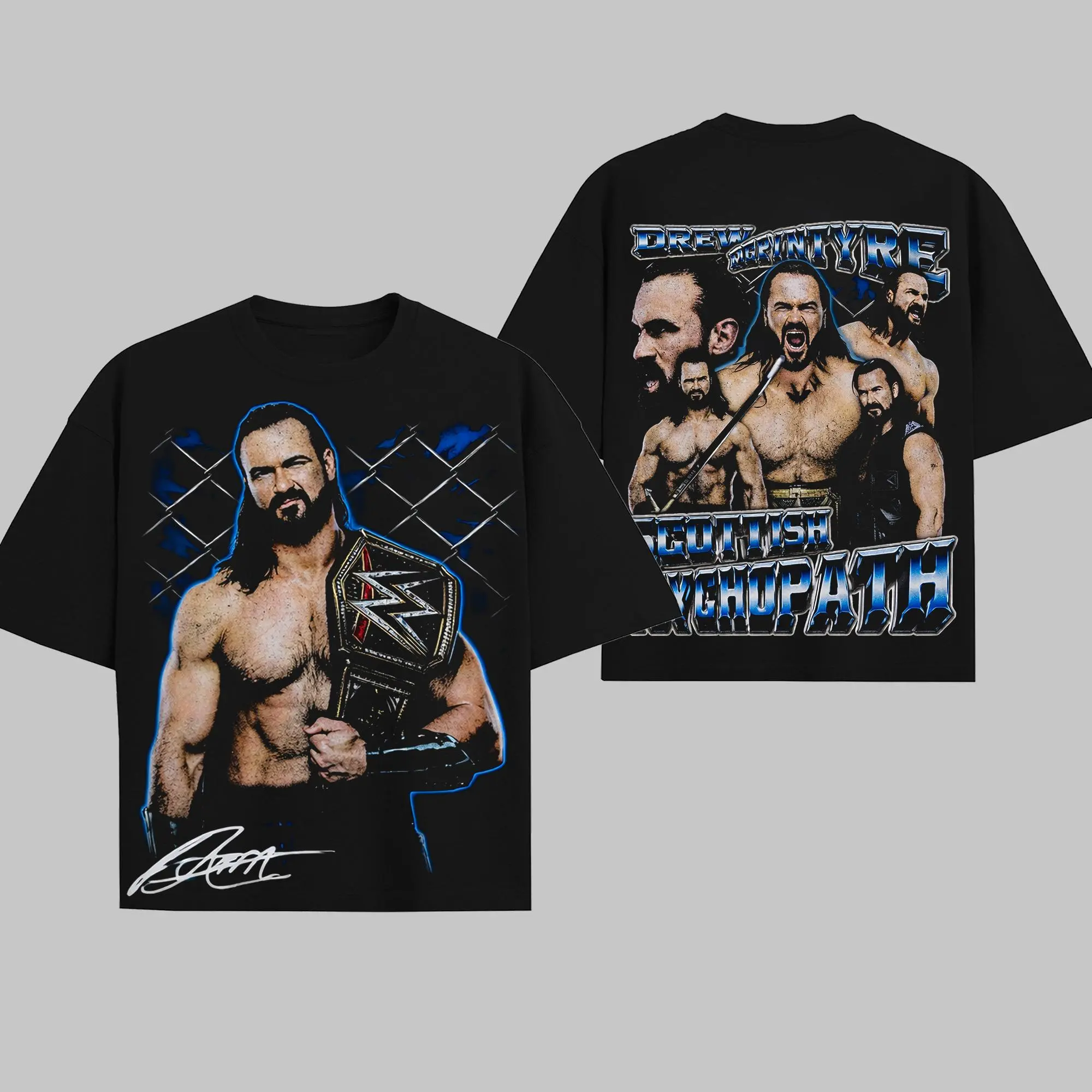 Drew Mclntyre - WWE4U Edition Double Printed Oversize Lightweight Tee Vintage WWE Fans TV Series Graphic Design Top Cotton Wrestling Streetwear T-Shirt Clothes Menswear Womenswear.