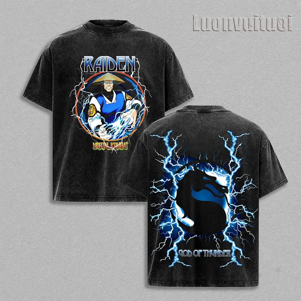 Scorpion Sub-Zero Raiden Reptile Neon Retro 90s Bootleg Tee Mortal Kombat Character Graphic T-Shirt | New MK2 Movie Premiere Merch | Washed T-shirt Classic Fit Streetwear | Arcade Gamer & Cinematic Apparel