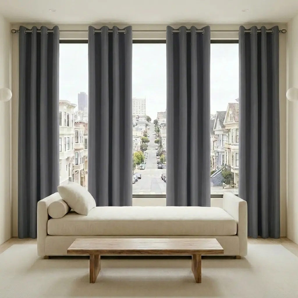 4-Piece Solid Polyester+PVC Blackout Curtain for Windows - Wrinkle-Resistant, Noise-Reducing, Thermal-Insulating, Privacy-Protecting Traditional Burgundy Drapes with Magnetic Clips, Multi-Size Set, for Bedroom/Living, Year-Round Use