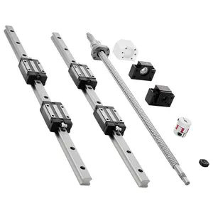 VEVOR Linear Rail Guide Kit, HGR20, 2PCS 600 mm (23.62 inch) Linear Rails and 1PCS Ball Screw, 4PCS Slide Blocks, with BF12/BK12 End Support, Coupling, and Nut Housing, for DIY CNC Routers Lathes