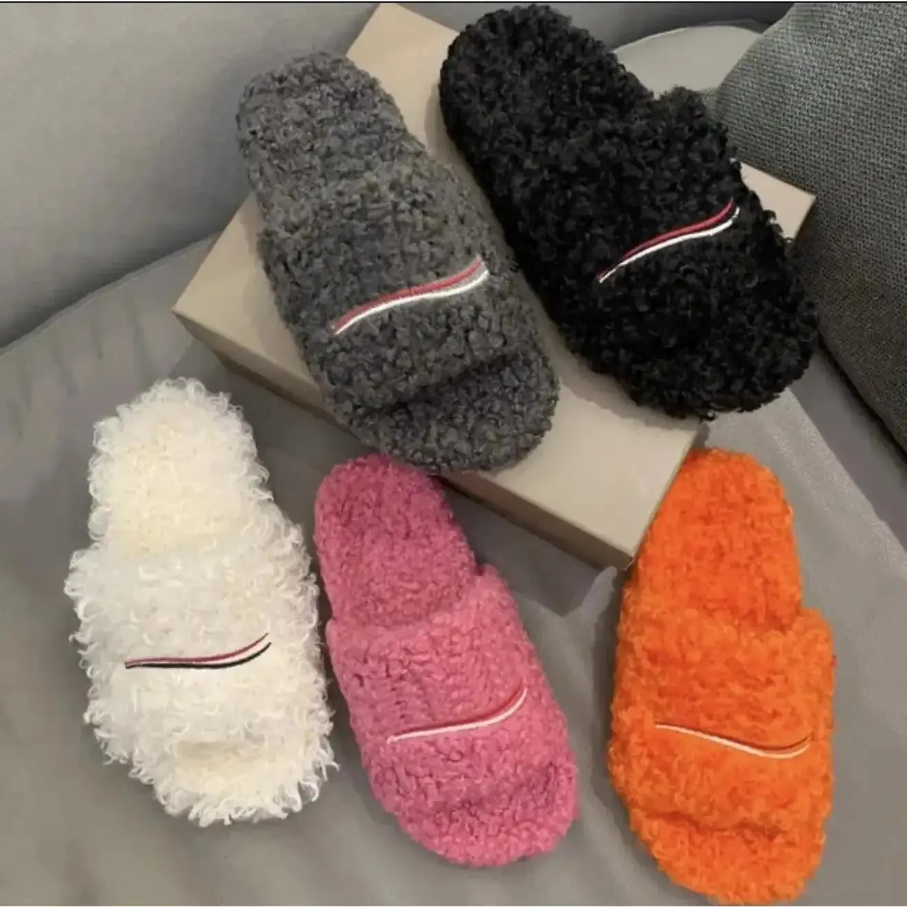 Designer Fuzzy Comfortable Indoor & Outdoor Slides - Cute Soft Slippers in Various Colors for Cozy Wear