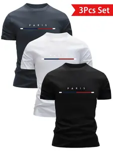 Men's Lightweight Short Sleeve T-Shirt Set, Quick-Dry Breathable Sweat-Absorbing Summer Casual Round Neck Design, Sporty Style Outfits, Athletic Fashion Activewear, Summer Sportswear, Sports Clothing
