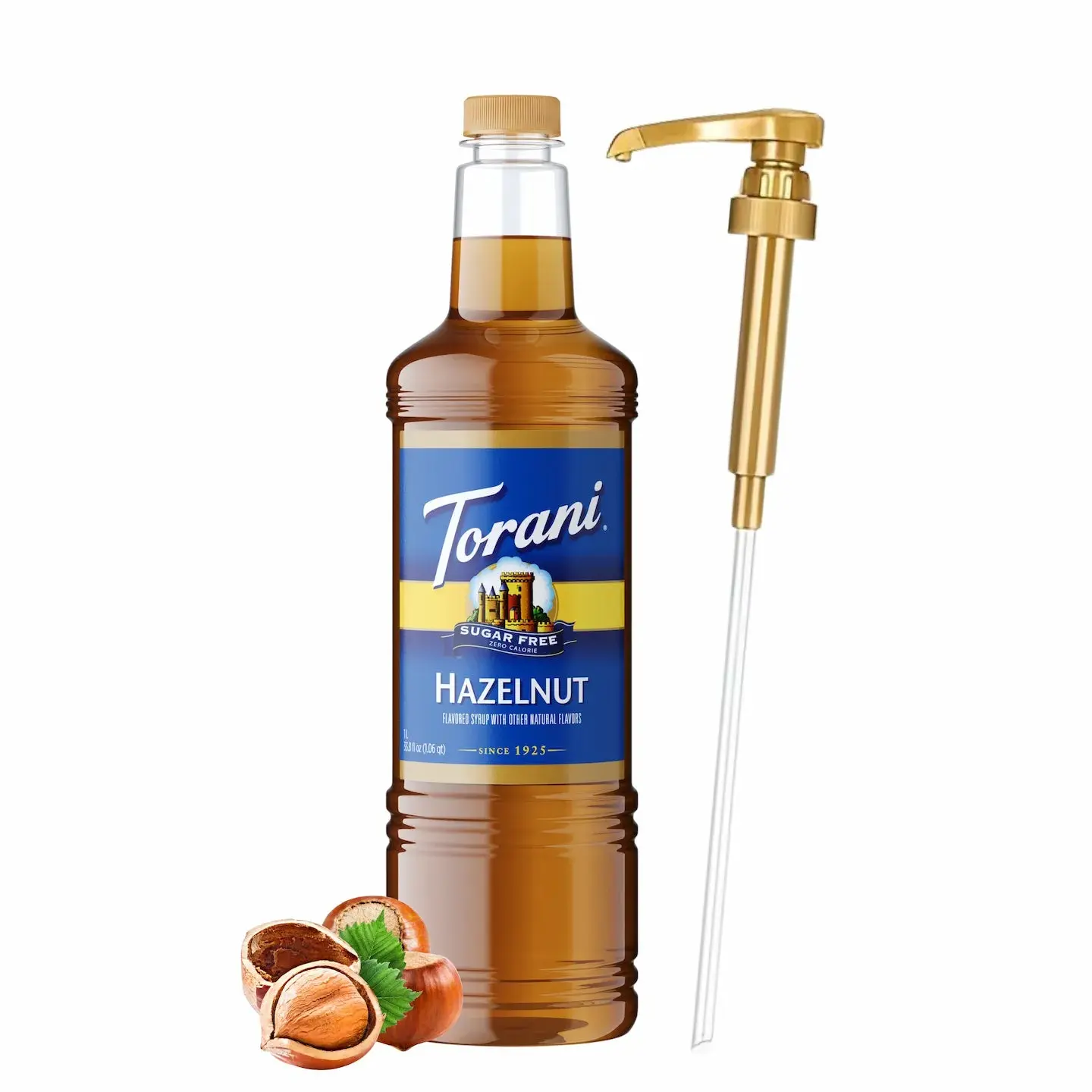 Torani Sugar Free Hazelnut Syrup, 1L Bottle with Pump, Sweet Caffeine-Free Beverage Syrup Torani Sugar Free Hazelnut Syrup, 1L Bottle with Pump, Sweet Caffeine-Free Beverage Syrup