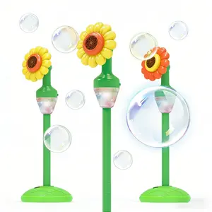Sunflower Bubble Machine with Rechargeable Battery, Automatic Bubble Blower for Outdoor Parties, Perfect Gift for Kids with 4 Bottles of 50ML Bubble Solution