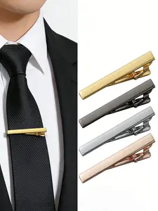 4 Pcs Men's Minimalist Business Tie Clips, High-Quality Metal Tie Clips, Formal Suit Accessories, Office, Wedding, Daily Wear