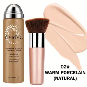 VIVIDVEU Foundation Spray Makeup, Lightweight Liquid Foundation Mist for Full Coverage, Long Lasting Waterproof Oil Control Setting Foundation Spray, Hydrating Smooth Finish, Pore Blurring, Natural Matte Dewy Look for All Skin Types