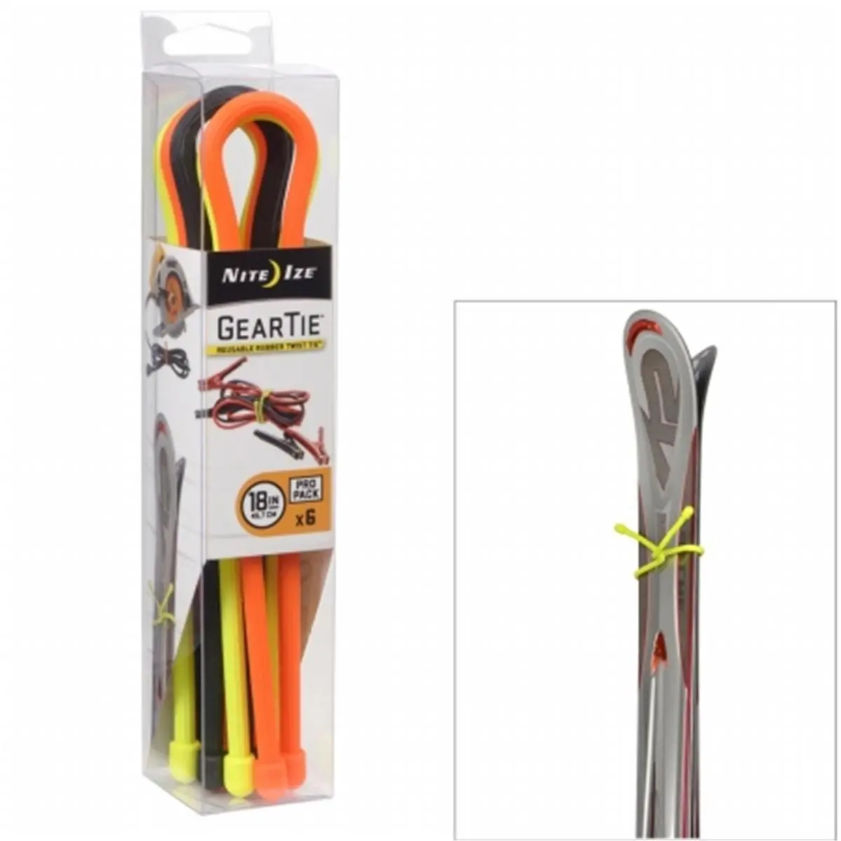 Nite Ize 18 in. Reusable Strong Wire Gear Tie Pro Pack - Assorted Colors, Waterproof, Colorful Ends, 6 Units