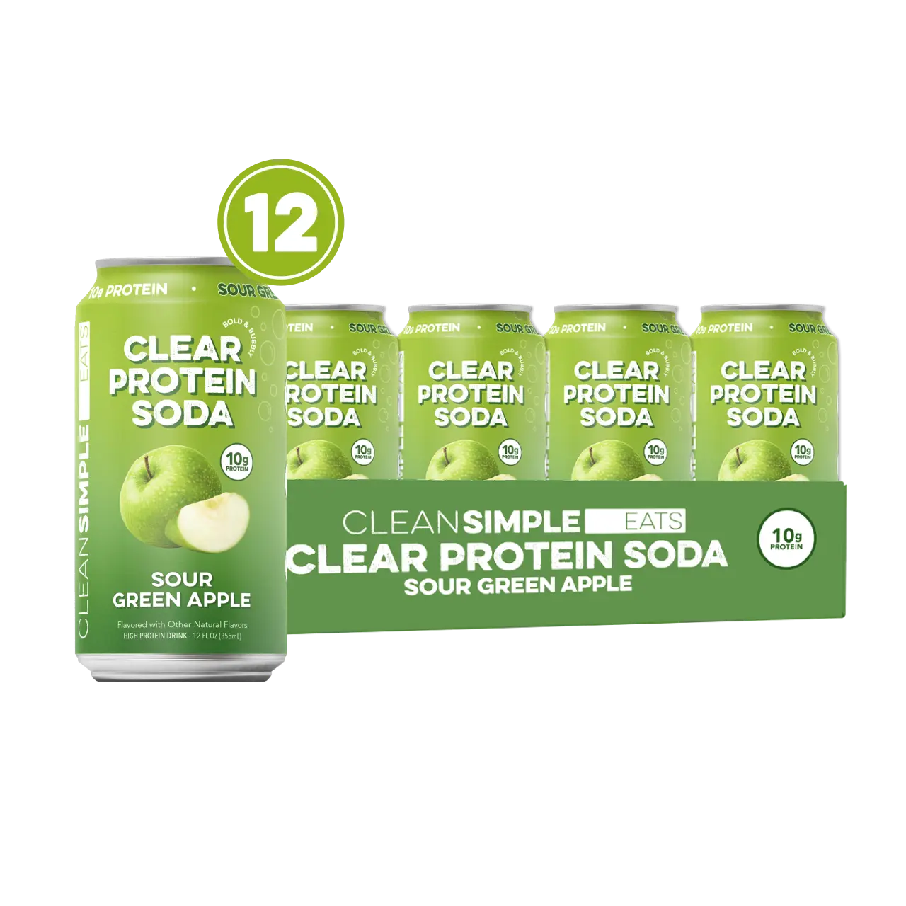 Clear Protein Soda: Sour Green Apple (12oz | 12 Pack)
