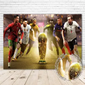 World Cup 2022 2D Flat Banner for Wall Decorations, Wall Hanging Backdrop, Super Football Star Background Gift, Photo Backdrops, Soccer Birthday Party Banner