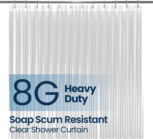 Bathroom Shower Curtain - Waterproof Plastic Shower Curtain Premium PEVA Non-Toxic with Rust Proof Grommets Clear 8G Heavy Duty Bathroom Accessories 72x72