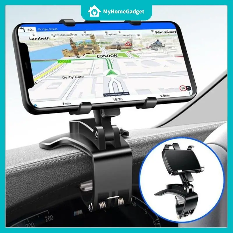 IMOLI 360 Degree Rotation Dashboard Car Phoneholder Rearview Mirror, Sun Visor, Co-Pilot Mount—Detachable, Versatile Clamp For 4-7 Inch Smartphones, C