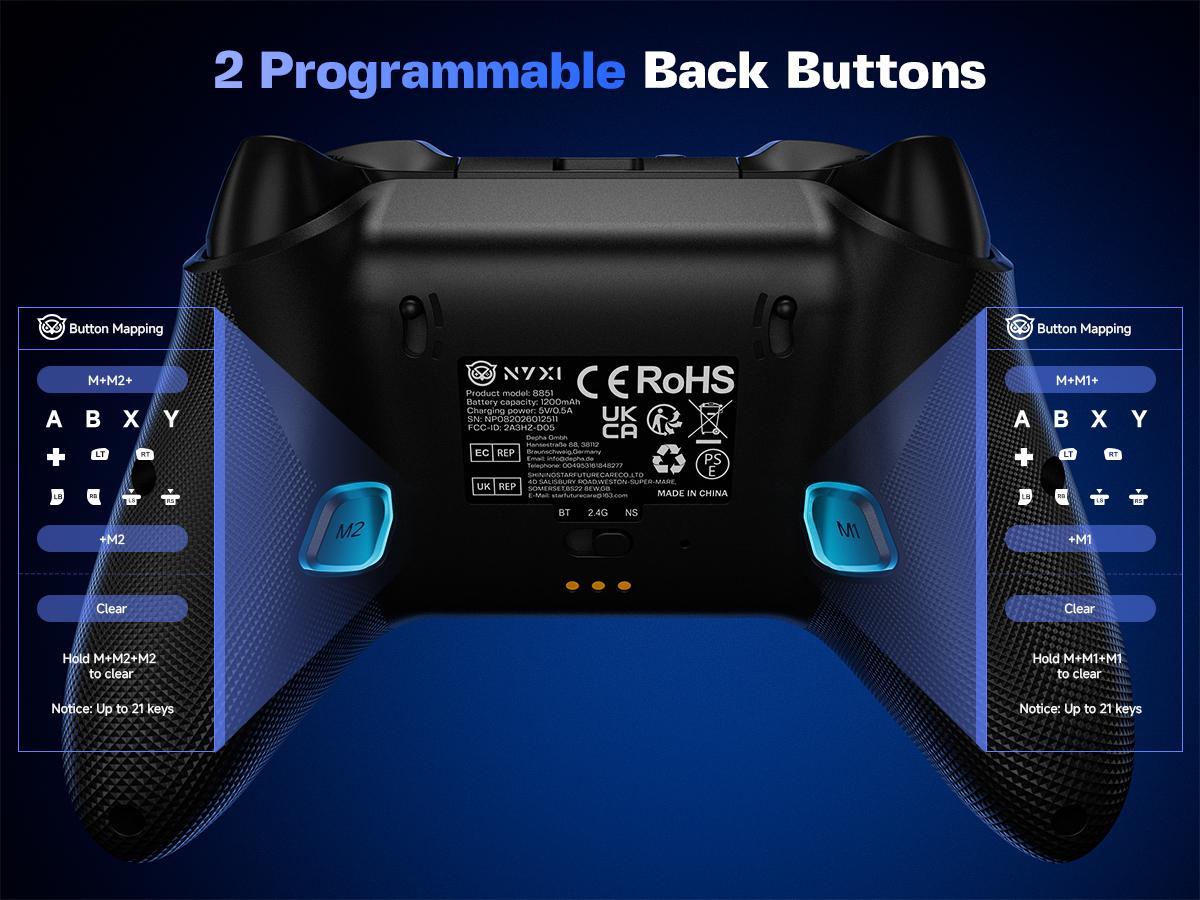 NYXI Imperial (Not For Xbox) PC Gaming Controller with Adjustable Tension TMR Joysticks, Interchangeable Buttons for PC/Switch Layouts, 1000Hz Polling Rate, Dual-Mode Triggers, 1200mAh Battery & Dock - for PC/Switch/Android/TV