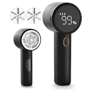 Electric Farbic Shaver Lint Remover Rechargeable, Electric Portable Sweater Defuzzer with 3 Speeds, 6 Leaf Blades, Digital LED Display to Remove Pilling for Clothes, Furniture, Sweater, Couch, Blanket