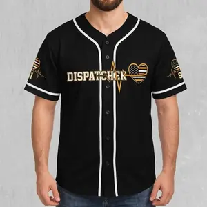 Custom USA Baseball Jersey, Navy American Flag Fan Gear Custom Dispatcher Baseball Jersey, Emergency Thin Yellow Line for 911 Dispatcher Shirt, Dispatcher US Flag Jersey#Baseballjersey