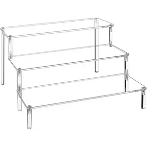 3 Tier  Display Stand Risers, Clear Tabletop Display Shelf for Perfume, Figures & Collectibles, Thick  Organizer for Cupcake,  &  Decoration