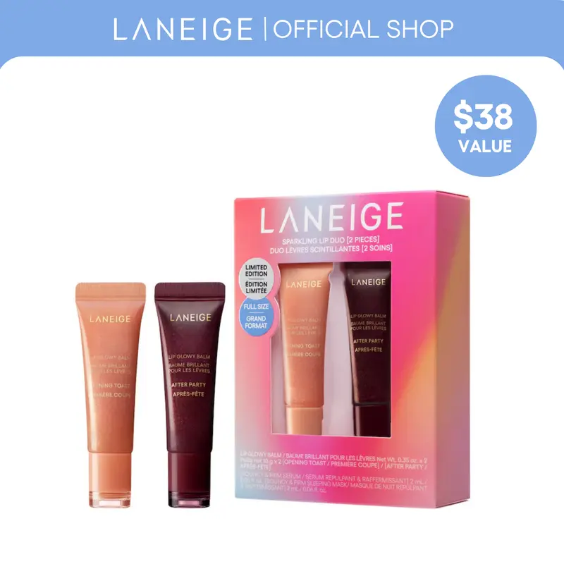 NEW Laneige Sparkling Lip Duo Set, Limited-Edition Shimmering Lip Glowy Balms, Holiday 2026 Collection