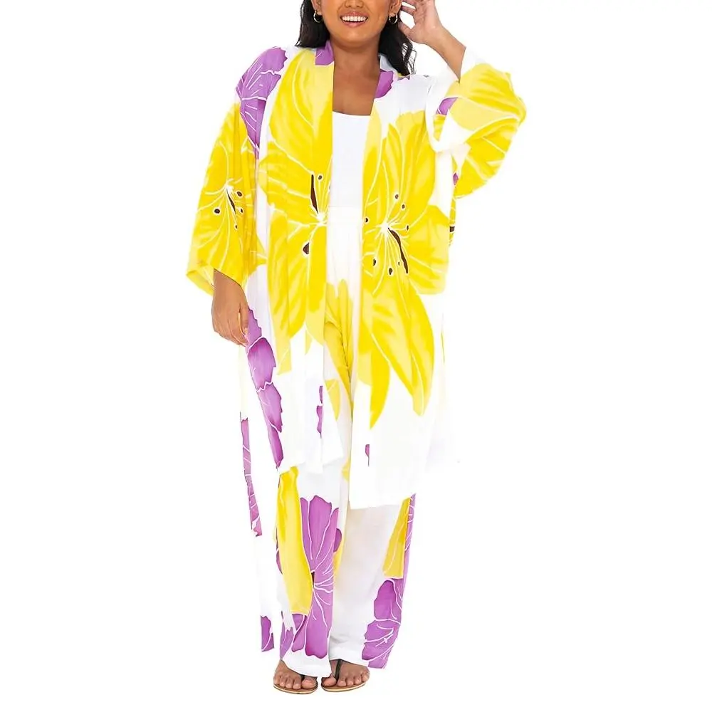 SHU-SHI Women's Summer Lounge Sets Pajama With Robe Artisan-Made Kimono Outfit