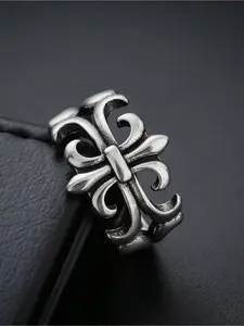 Punk Vintage Style, Cross Stainless Steel Ring with Cro Flower, Suitable for Both Men and Women Gift From A Best Friend Daily Vacation Adjustable Rings