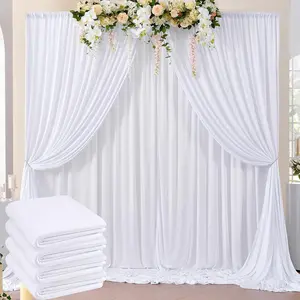 White Backdrop Curtains 10ft x 8ft Polyester Photography Drapes for Wedding Party Photo Shoot 2 Panels 5x8ft Light Polyester Material with 4Inch Rod Pocket Design Stain Resistant Non Reflective - Flowers