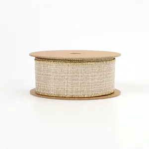 1 1/2" Wired Ribbon | "Linen" Natural | 10 Yard Roll
