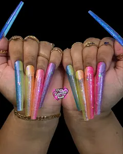 Rainbow Extendo Press on Nails 4XL Coffin sz Small