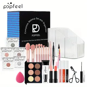 All in One Makeup Kit for Women Full Kit, Make Up Gift Set for Women, Makeup Essential Bundle Includes Foundation Face Primer Eyeshadow Contour Palette Lipstick Eyeliner Mascara Cosmetic Brush Set Brow Coverage Flawless Smooth