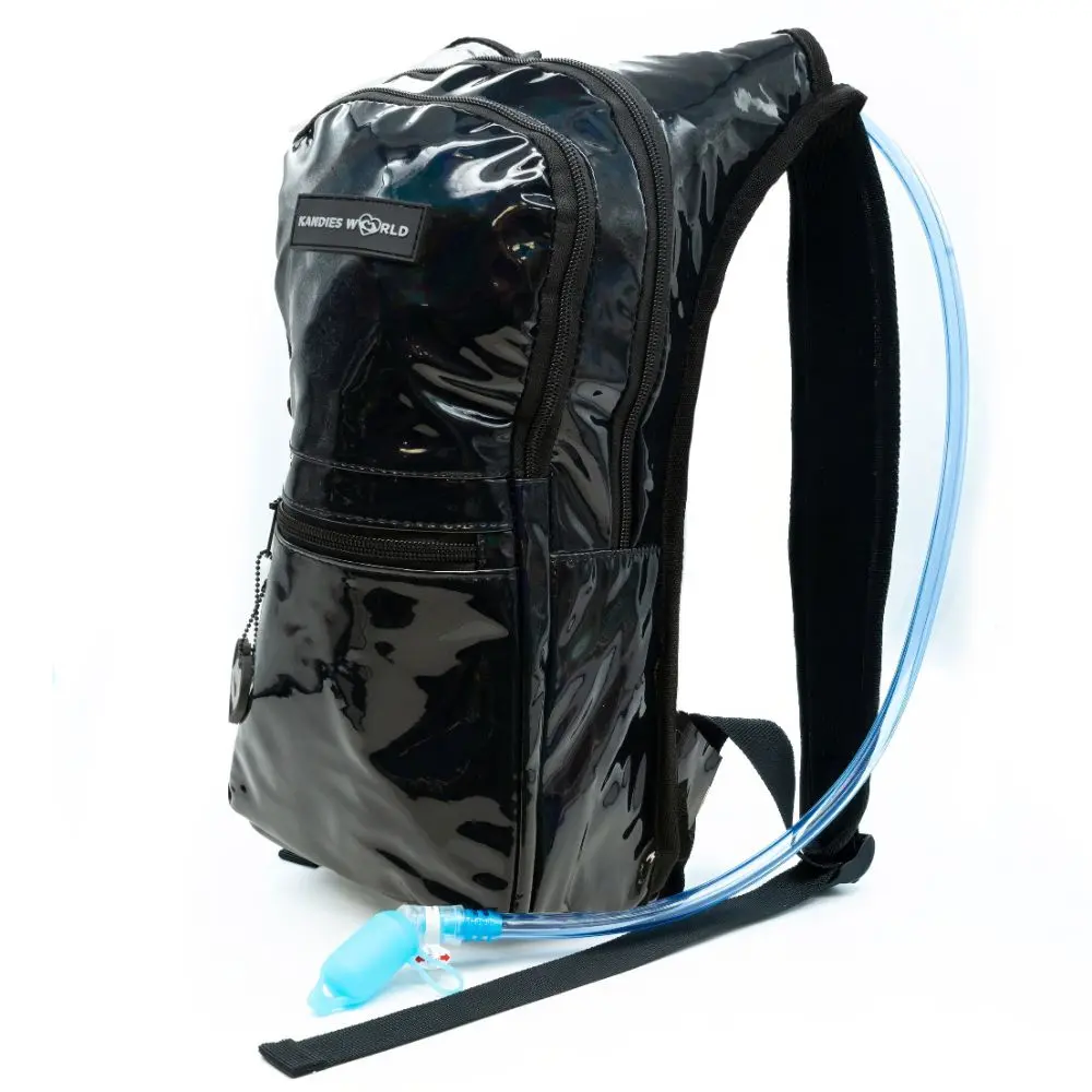 Unisex Black Hydration Pack - Adjustable Active-Fit Sports & Outdoor Running Equipment (3-in Depth) for Festivals, EDM Events, Includes Snacks, Earplugs, Energy Gels, with Global Shipping, Rave Accessory
