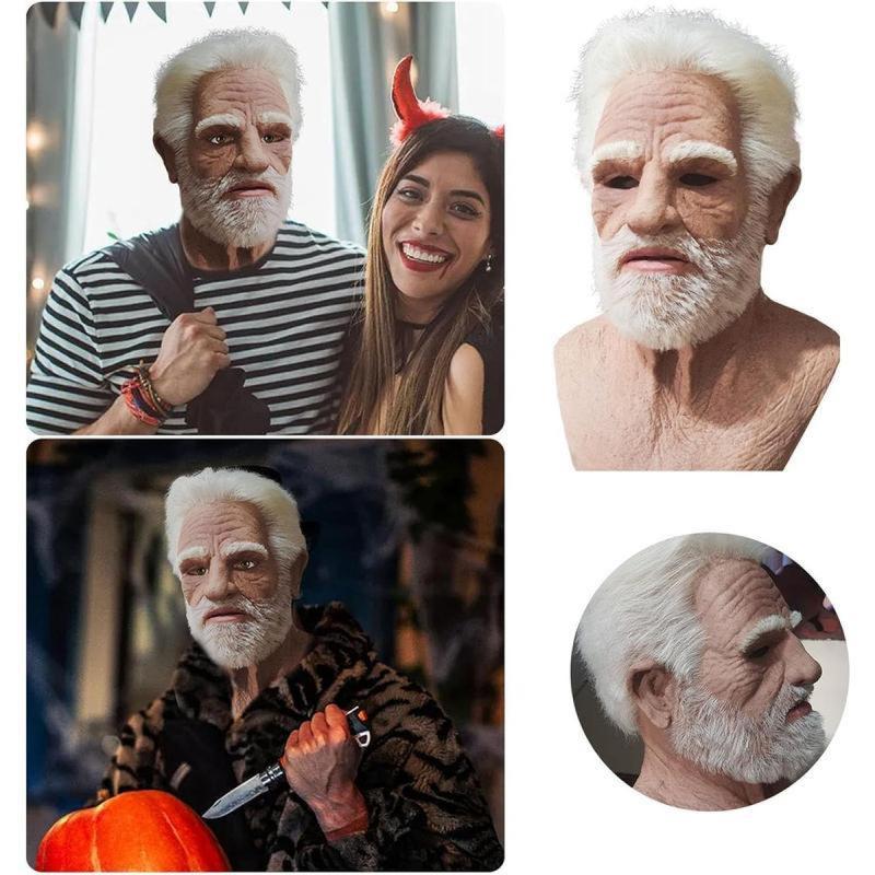 Realistic Old Man Mask Halloween Mask for Adults, Scary Latex Old Man Grandpa Mask Wrinkle Face Headgear for Halloween Party Cosplay Costume Masquerade, generalBestBest