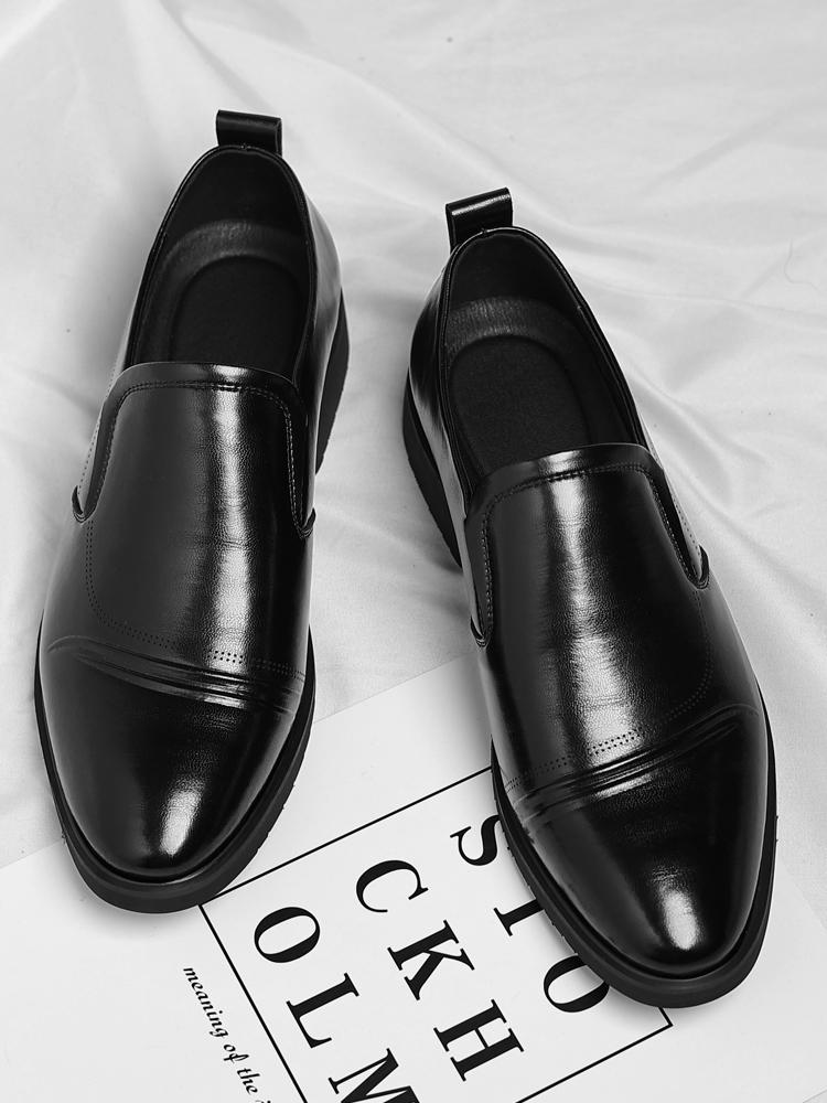Men’s Classic Faux Leather Slip-On Ankle Dress Loafers - Business Formal Office Footwear with Rubber Sole, Wedge Design, Father’s Day Gift Option, US 10.5 (CN 45, 27.5cm Length)