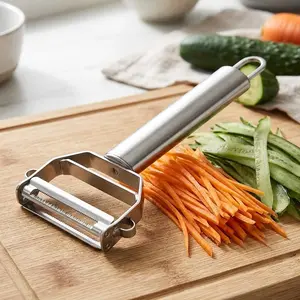 2Pack Stainless Steel Dual Sided Vegetable Peeler Multifunctional Fruit Potato Peeling Shredding Cutter Kitchen Prep Tool for Home Cooking Salad Making