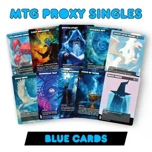 MTG Proxy Singles Blue Cards - Playtest Magic Commander EDH/cEDH Set with Over 100 Unique Cards Collectible Booster Packs for Commander Playtest