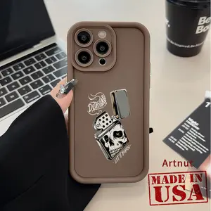 Case for iPhone 16 Pro Max 15 14 Plus 16E 13 12 Mini 11 Promax X XS Max XR xsmax Burning Skull Lighter Pattern Soft TPU Rubber Camera Protection Rugged Mobile Phone Cover for Boy