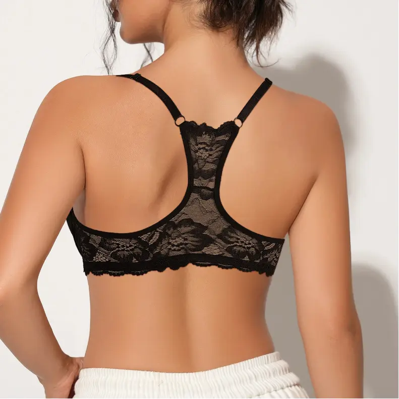 TryWish Women's Front Closure Push Up Bra Sexy Lace Beautiful Back Bra Cooling Summer Daily Comfort