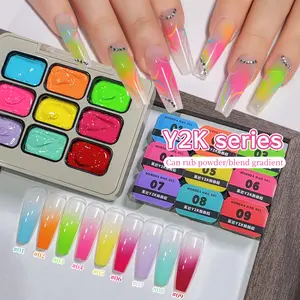 9 Colors Spring 2025 Nail Art New Trend Rainbow Color Nail Polish Hard Long Lasting Tapping Glue Gradient Effect Nail Art Gift Nail Art Shop DIY Nail Art