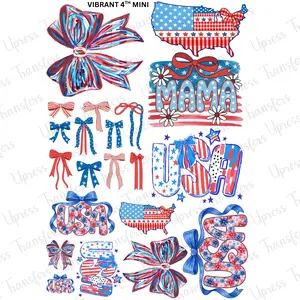 Vibrant 4Th Mini DTF Transfer Gang Sheet 24.5" wide x 36" long. Direct To Film Mini Gang Sheet