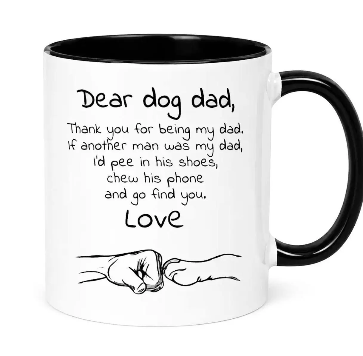 Dear Dog Dad Funny Coffee Mug, Funny Dog Dad Appreciation Cup, Birthday Gift for Him, Father’s Day Gift for Dog Dad