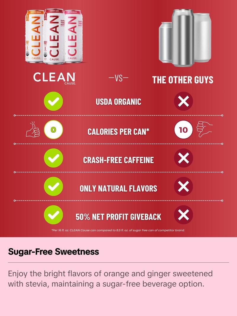 Orange Ginger Zero Calorie Organic Sparkling Yerba Mate Tea Beverage - Sugar-Free