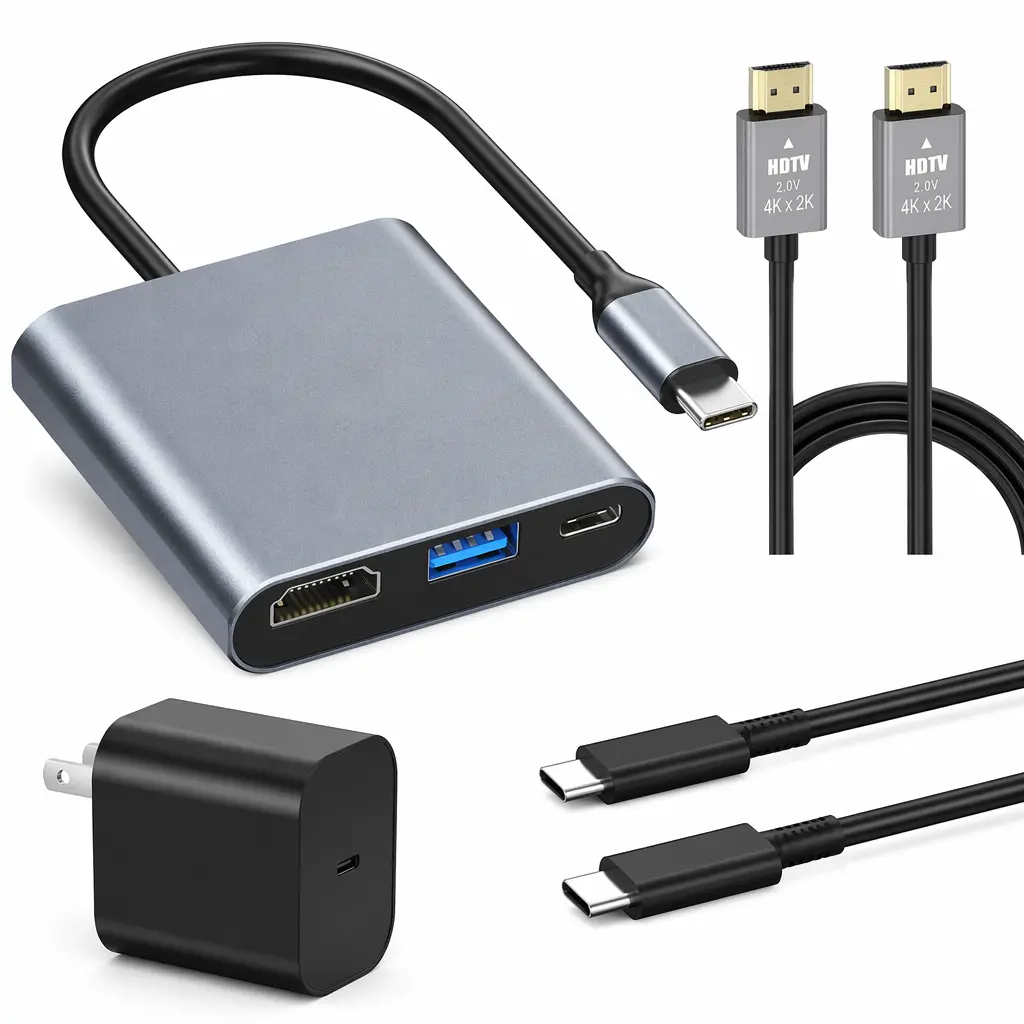 RUNTOGOL TV Dock for Switch 2, Aluminum Alloy Travel USB-C Docking Station with 4K@60Hz-120Hz, 1000M Ethernet, 100W Max PD, 2 USB 3.0 Ports, 20V/3A Power Adapter & HDMI Cable