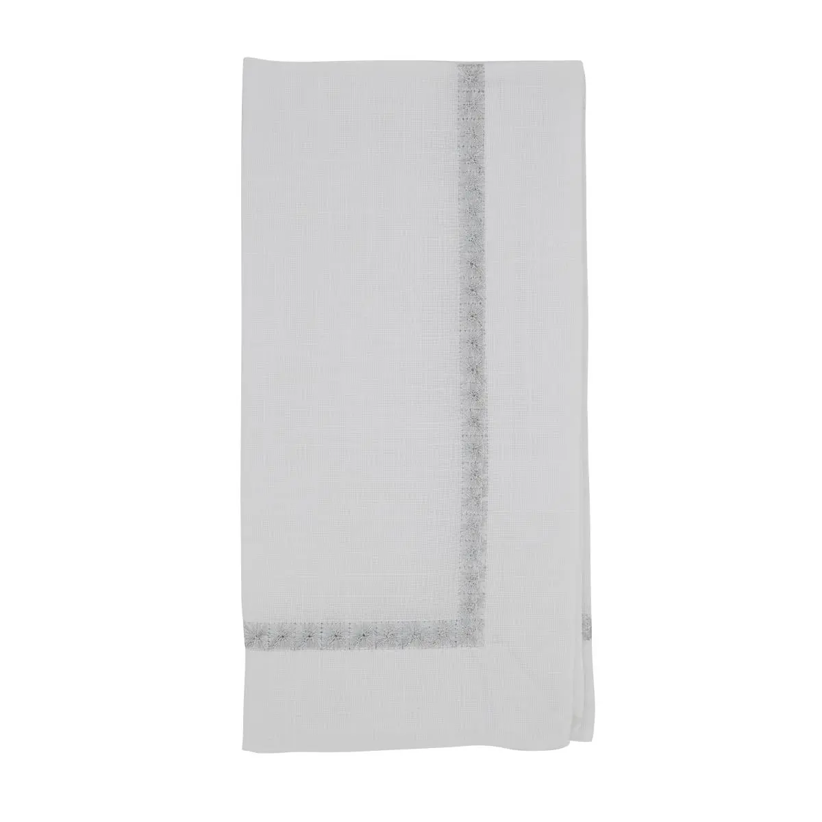 Saro Lifestyle 5603.S20S Metallic Embroidery Border Table Napkins - 20 in., Silver, 4-Piece Set, Kitchen Cutlery & Tableware Accessory, Four Pieces