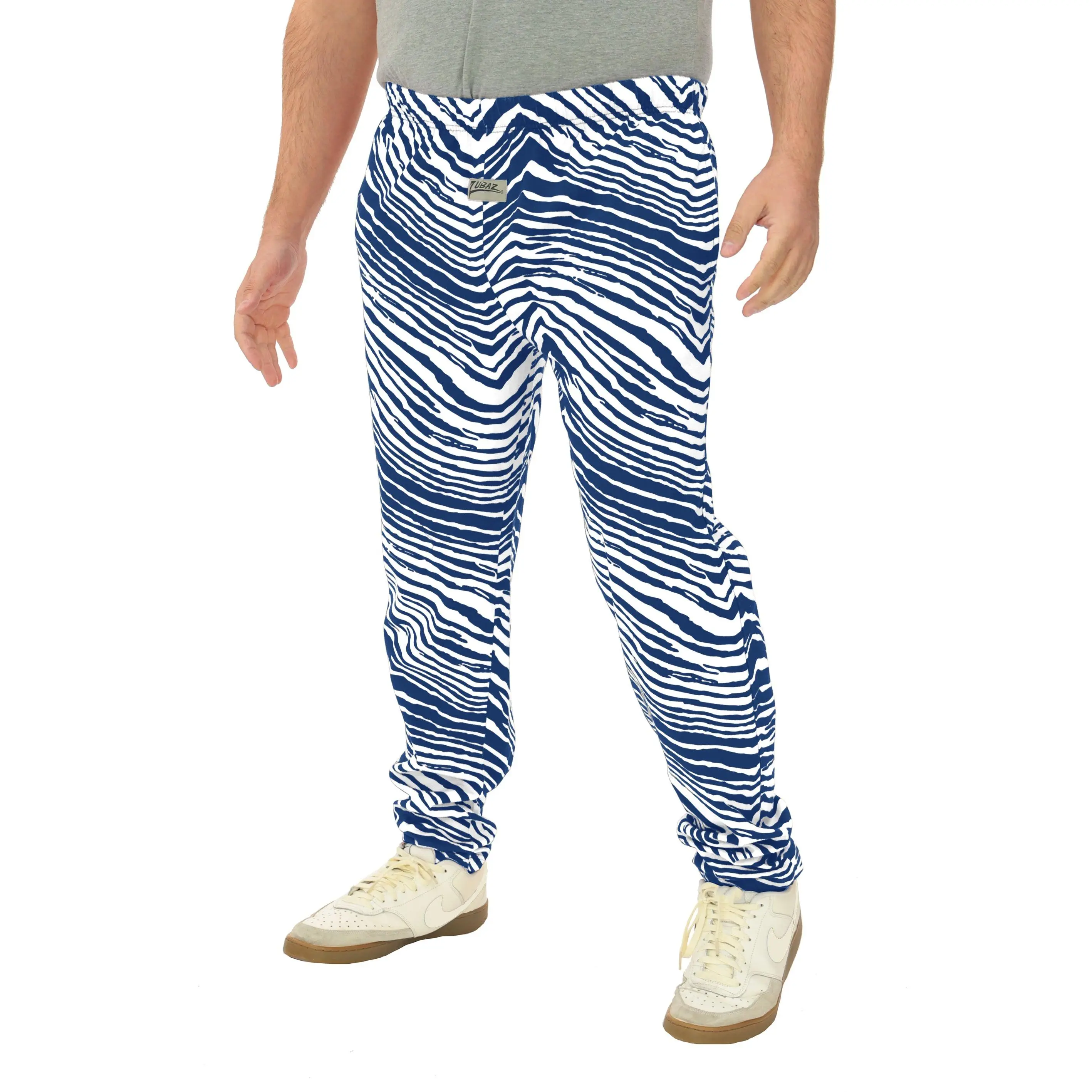 Zubaz Adult Unisex Z88 2 Color Zebra Pants, ROYAL/WHITE