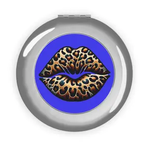 Jaguar Print Kiss Blue Compact Mirror | Travel Makeup Mirror
