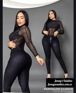 Skinny Jeans LA PRECIOSA, Medium Stretch, Butt Lifting and Molding in Color Black with Shimmer Womenswear Bottoms