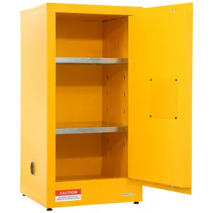 VEVOR Flammable Safety Cabinet, 16 Gal, Cold-Rolled Steel Flammable Liquid Storage Cabinet, 18.1 x 18.1 x 35.4 in Explosion Proof with 2 Adjustable Shelves 1 Door for Commercial Industrial Use, Yellow